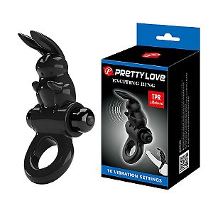 ANEL PENIANO VIBRADOR 10 MODOS DE VIBRAÇÃO COM COELHINHO ESTIMULADOR DO CLITÓRIS EXCITING RING SI