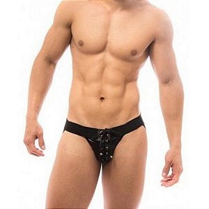 CUECA JOCK STRAP CIRRÊ COM ILHÓS PRETA