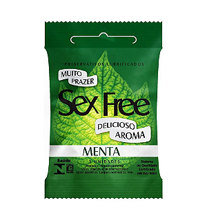 PRESERVATIVOS LUBRIFICADOS SEX FREE MENTA 3 UNIDADES