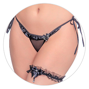 PERSEX DE PERNA RENDADO FINO COM LAÇO PRETO