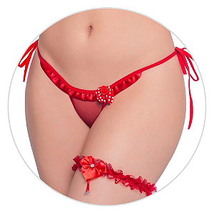 PERSEX DE PERNA RENDADO FINO COM LAÇO VERMELHO