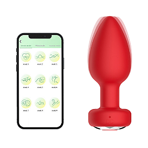 VIBRADOR RECARREGÁVEL PLUG ANAL CONTROLADO POR APLICATIVO COM 10 MODOS DE VIBRAÇÕES VERMELHO