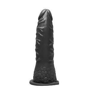 PRÓTESE REALÍSTICA EM SILICONE 15,5 X 3,5CM PRETA PRAZER E CIA