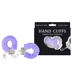 ALGEMA DE METAL SIMPLES CROMADA COM PELÚCIA LILÁS