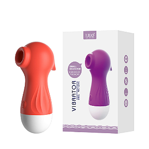 VIBRADOR PULSADOR RECARREGÁVEL COM 10 MODOS MASSAGEADORES SMALL SEAHORSE VERMELHO