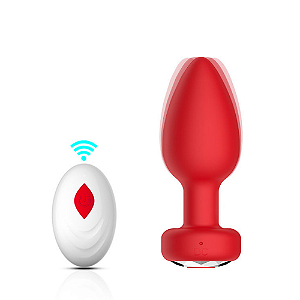 PLUG ANAL VIBRADOR RECARREGÁVEL COM 10 MODOS E CONTROLE REMOTO NELLIE VERMELHO