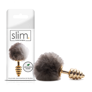 PLUG ANAL DE METAL CROMADO COM RABO DE COELHO POMPOM CORES