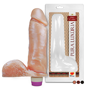 VIBRADOR PÊNIS COM ESCROTO EM SILICONE 20,5 X 4,7CM MULTIVELOCIDADES CORES