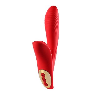 VIBRADOR LUXUOSO PONTO G E CLITÓRIS COM 10 MODOS DE VIBRAÇÕES E 3 MODOS DE DEDILHAR E PULSAÇÃO RECARREGÁVEL HAPPY ANGEL