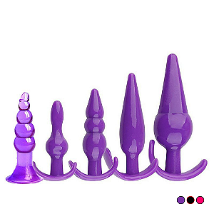 KIT DE PLUGS DILATADORES CÔNICOS COM 5 UNIDADES CORES