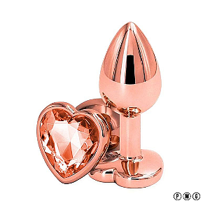 PLUG ANAL DE METAL ROSÊ COM JOIA CORAÇÃO TAMANHOS