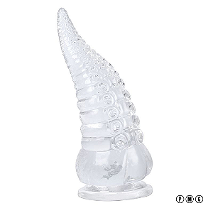 PLUG ANAL E VAGINAL ESTIMULADOR EM FORMA DE TENTÁCULO DE SILICONE TRANSLÚCIDO TAMANHOS