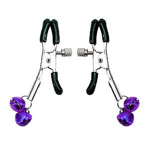 GRAMPOS PRENDEDORES DE MAMILOS COM GUIZOS E REGULADORES DE PRESSÃO ROXO