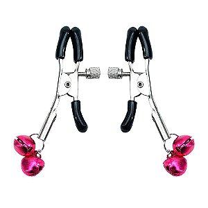 GRAMPOS PRENDEDORES DE MAMILOS COM GUIZOS E REGULADORES DE PRESSÃO PINK