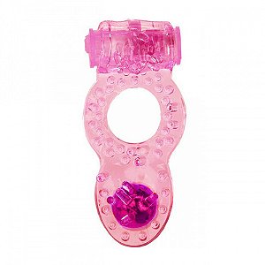 ANEL PENIANO VIBRADOR COM TRIPLA ESTIMULAÇÃO ROSA