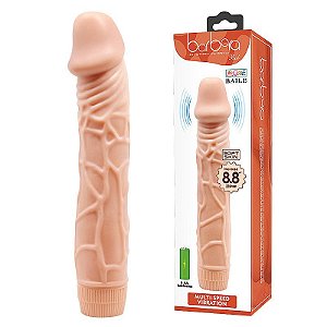 VIBRADOR PÊNIS EM SILICONE BEGE 22,5 X 4,5CM MULTIVELOCIDADES SI