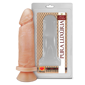 PRÓTESE REALÍSTICA EM SILICONE 15,3 X 4,5CM COM VENTOSA BEGE PURA LUXÚRIA