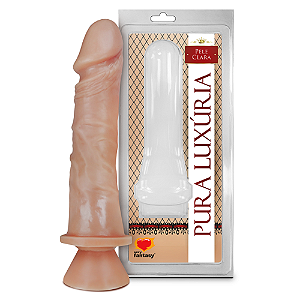 PRÓTESE REALÍSTICA EM SILICONE 18 X 4,4CM COM VENTOSA BEGE PURA LUXÚRIA