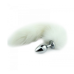 PLUG ANAL DE METAL CROMADO CAUDA ANIMAL BRANCA