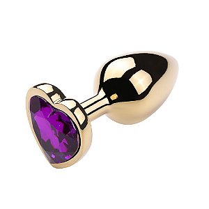 PLUG ANAL DE METAL DOURADO M COM JOIA CORAÇÃO