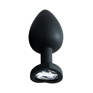 PLUG ANAL DILATADOR AVELUDADO G COM JOIA CORAÇÃO PRETO