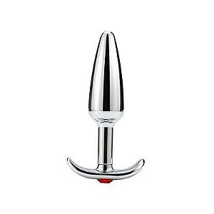 PLUG ANAL DILATADOR DE METAL CROMADO COM MICRO JOIA 10,2CM
