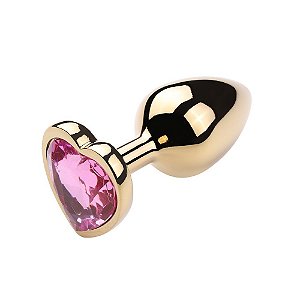 PLUG ANAL DE METAL DOURADO P COM JOIA CORAÇÃO