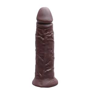 PRÓTESE REALÍSTICA EM SILICONE 14 X 3,4CM MARROM PRAZER E CIA