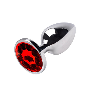 PLUG ANAL DE METAL CROMADO G COM JOIA REDONDA