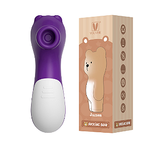 VIBRADOR PULSADOR COM 10 MODOS MASSAGEADORES EM FORMA DE URSO SUCKING BEAR ROXO