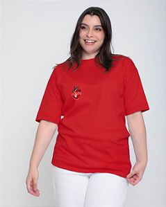 Camiseta oversized Amor que pensa vermelha