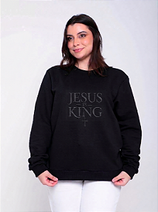 Moletom Jesus is King Gola O Cinza