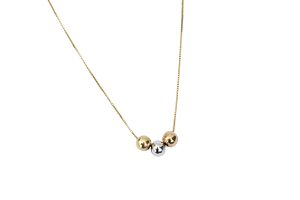 Gargantilha 3 bolas em ouro amarelo, branco, rosa