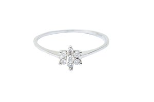 Anel ouro branco e diamantes aro 19