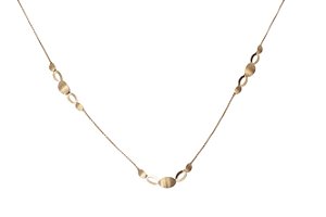 Gargantilha ouro amarelo discos foscos e polidos