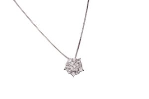 Gargantilha ouro branco modelo ilusão de diamantes