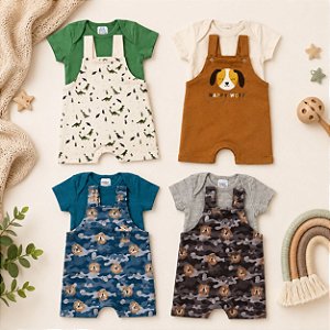 Kit 4 Conjuntos Jardineiras