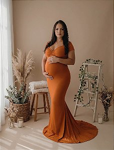 Vestido para ensaio de gestante sereia - ferrugem