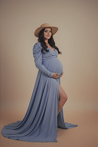 Conjunto saia godê com blusa manga longa e ombreira