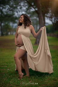 Vestido para ensaio de gestante frente única