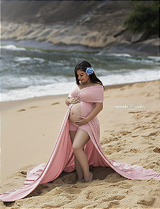 Vestido infinito várias amarrações para ensaio gestante