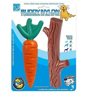Brinquedo Mordedor Cenoura e Graveto Buddy Toys - Queridinhos - Nylon resistente