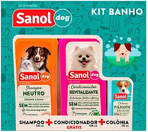 Kit Banho Sanol Dog com Shampoo Condicionador e Colônia
