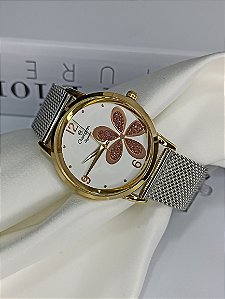 Relógio Champion Social CN24315H pulseira aço Mesh Prata