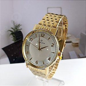 Relógio Feminino Champion Analógico Pulseira De Aço Dourado CN29481H