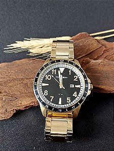 Relógio Masculino Aço Casual Dourado 99674GPMVDA2