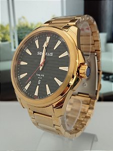RELÓGIO SECULUS TODO EM AÇO DOURADO 77239GPSVDA2