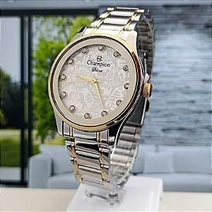Relogio Champion Feminino Dourado Com Pedras CN27410B