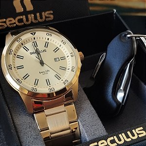 Relógio Masculino Casual Aço Dourado 20786GPSVDA2k4
