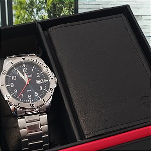 Relógio Technos Masculino Militar Prata 2115NBQ/1A - Carteira